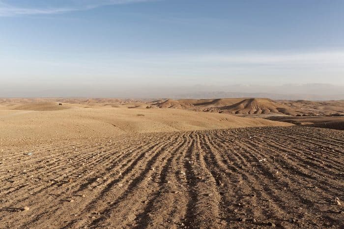 Agafay dunes at sundown